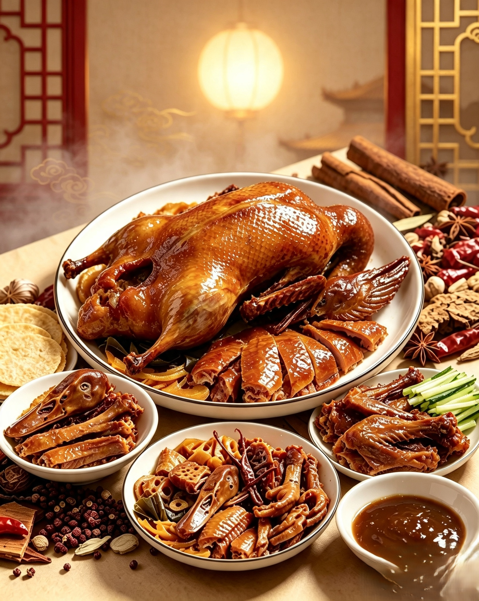 Braised and cured meat product category of Hai Chang Hong — pork floss, roast duck, roast goose, roast chicken, beef jerky, air-dried meat, ham and sandwich ham